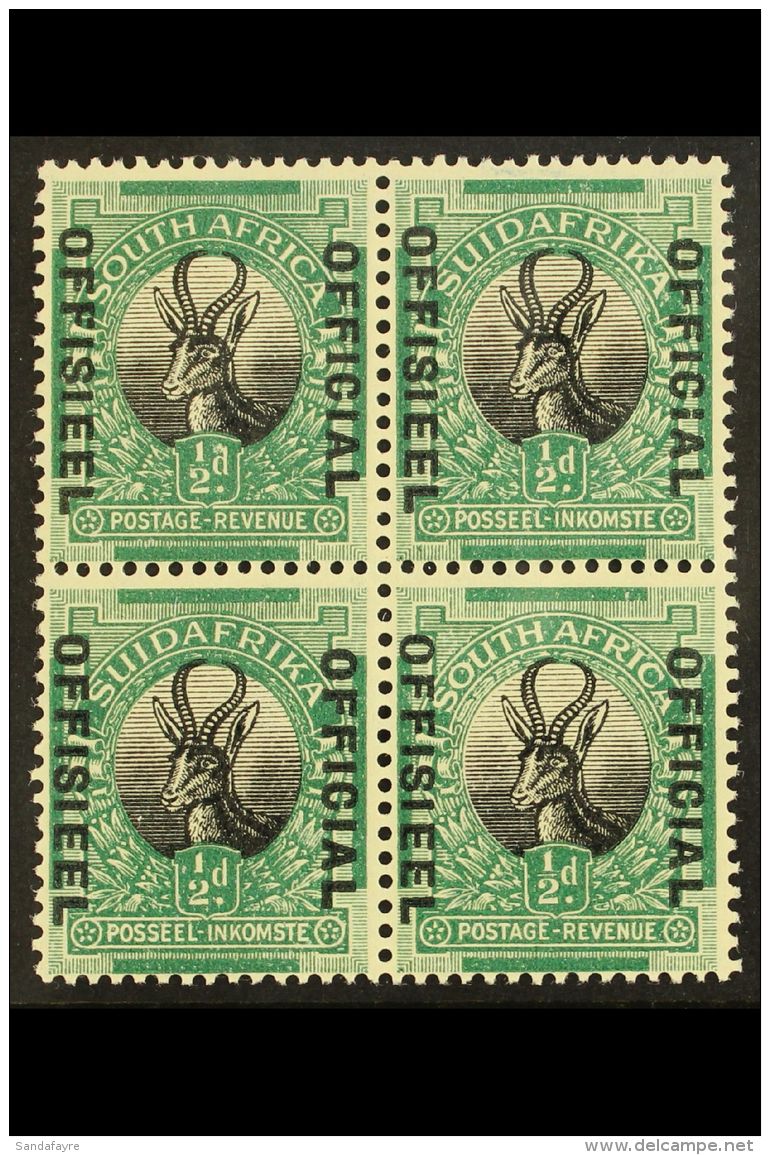 OFFICIAL VARIETY 1929-31 &frac12;d Block Of 4, Upper Pair With Broken "I" In "OFFICIAL" And Lower Pair With... - Unclassified