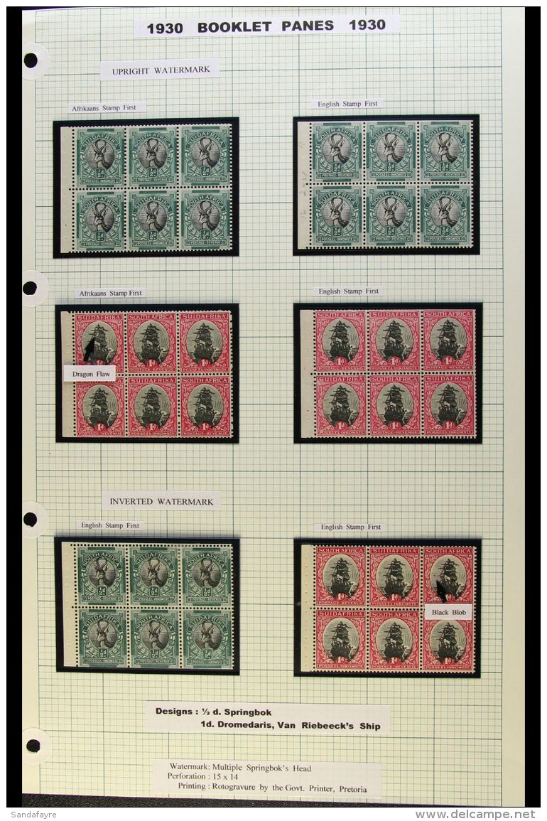 BOOKLET PANES 1930-1 COMPLETE PANES OF SIX - From Rare 1930 2s6d &amp; 1931 3s Rotogravure Booklets. Includes... - Unclassified