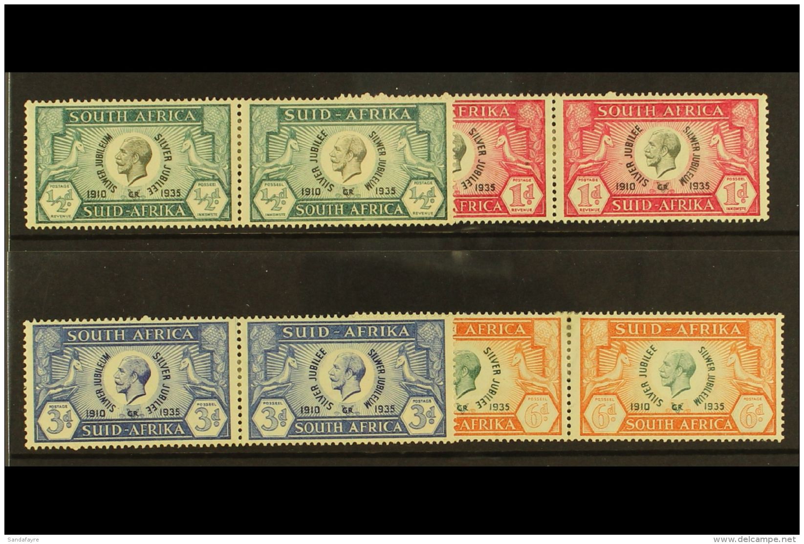 1935 Silver Jubilee Set In Horizontal Pairs, Each With CLEFT SKULL VARIETY, SG 65a/8a, Fine Mint (4 Pairs). For... - Zonder Classificatie