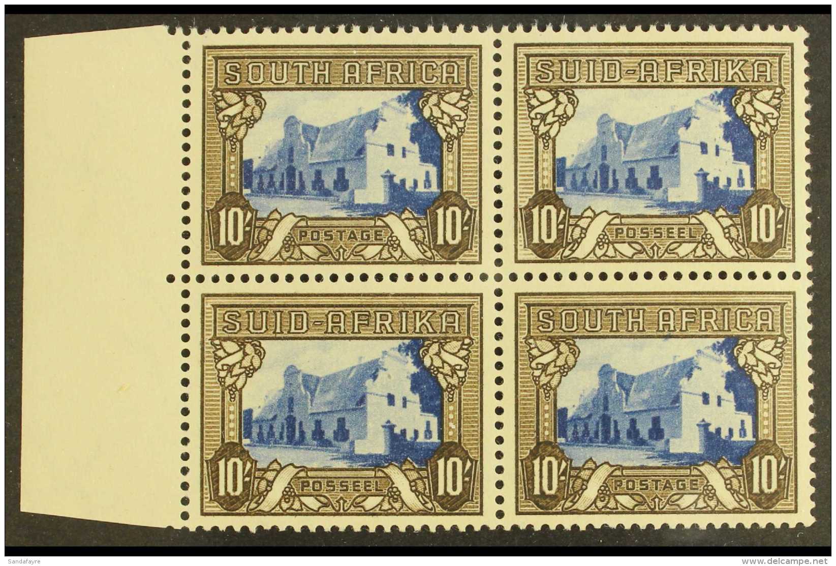 1933-48 10s Blue &amp; Sepia, SG 64c, In A Marginal Block Of Four, Stamps Never Hinged Mint. For More Images,... - Unclassified