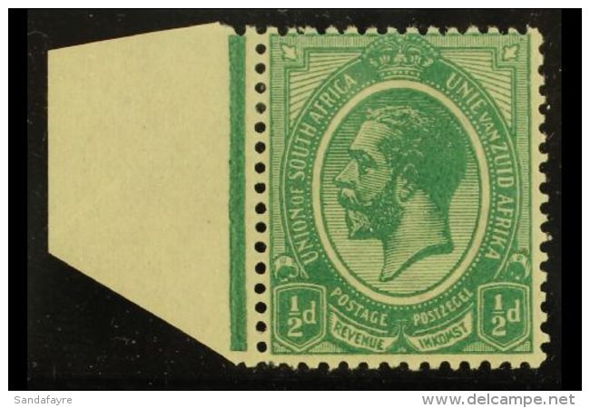 1913-24 &frac12;d DARK MOSSY GREEN, SACC 2e, Never Hinged Mint, Certificate Accompanies, States "...a Nibbled... - Unclassified