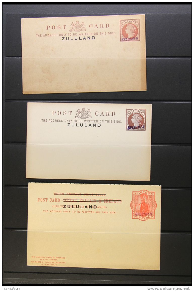 ZULULAND 1893 Unused POSTAL CARDS Overprinted "SPECIMEN", Comprising &frac12;d (two Different) And 1d+1d. (3... - Unclassified