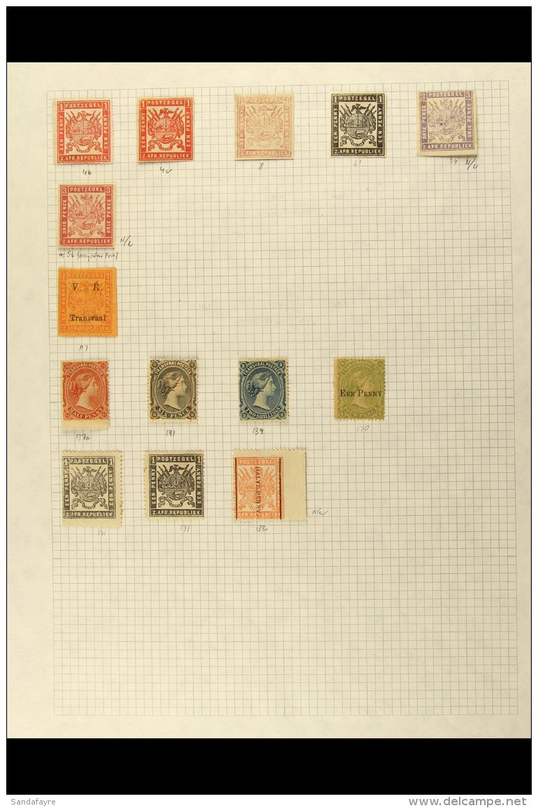 TRANSVAAL 1870-1901 MINT COLLECTION On Leaves, Inc 1879 (May) 1d Roul (x2), 1870 (May - July) 1d &amp; 1870-71 1d... - Unclassified