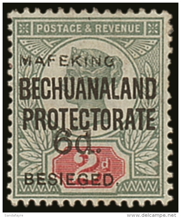 MAFEKING 1900 6d On 2d Green And Carmine, Wide Setting, SG 13, Fine Mint, Large Part Og. Rare Stamp! For More... - Zonder Classificatie