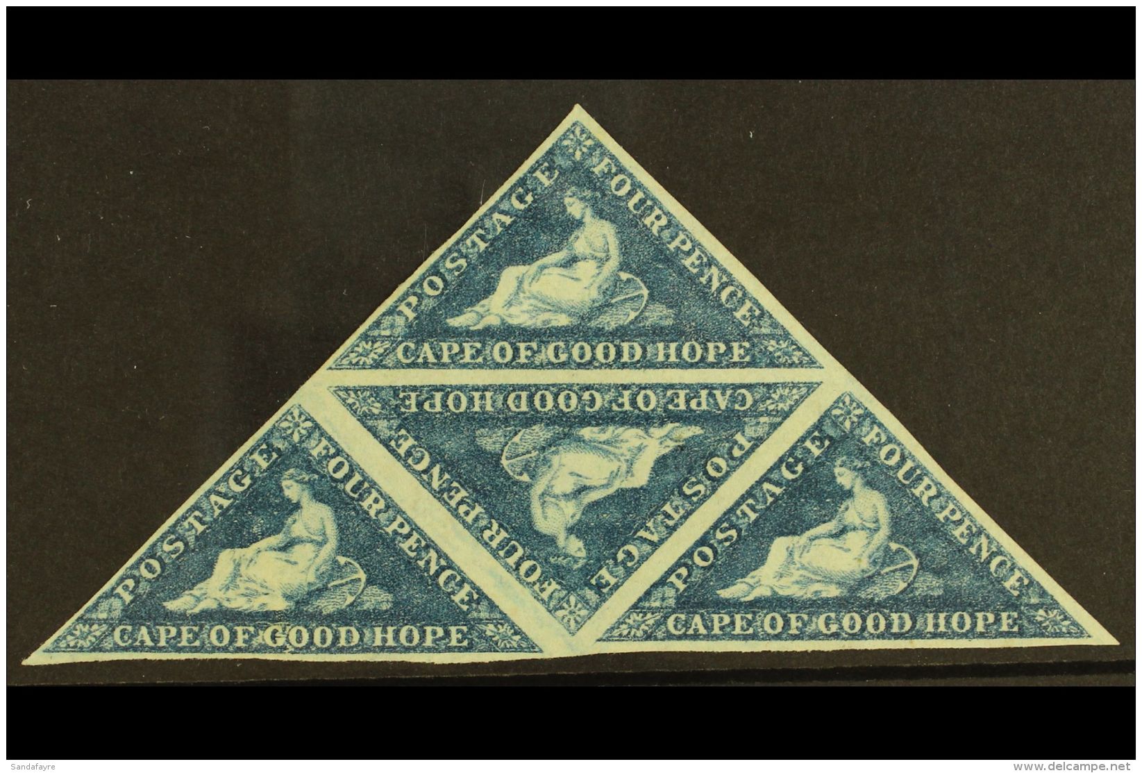 CAPE OF GOOD HOPE 4d Blue, SG 19a, Superb Mint Og "triangular" Block Of 4. Bright And Attractive Piece With Full... - Unclassified