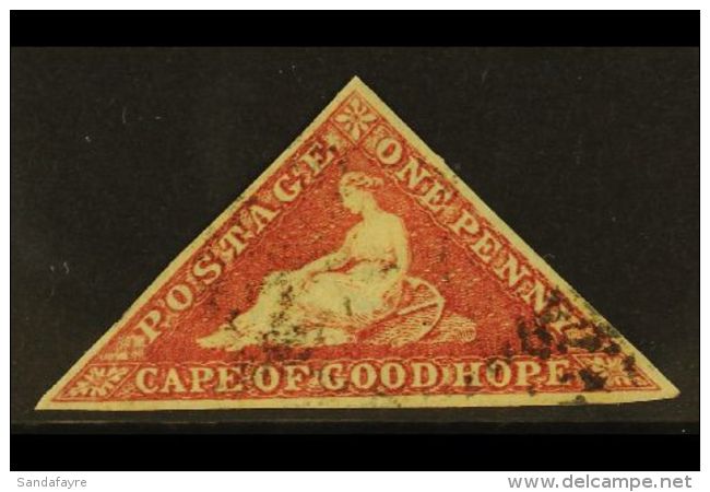 CAPE OF GOOD HOPE 1855 1d Deep Rose Red On Cream Toned Paper, SG 5b, Very Fine Used With Neat Clear Margins All... - Zonder Classificatie