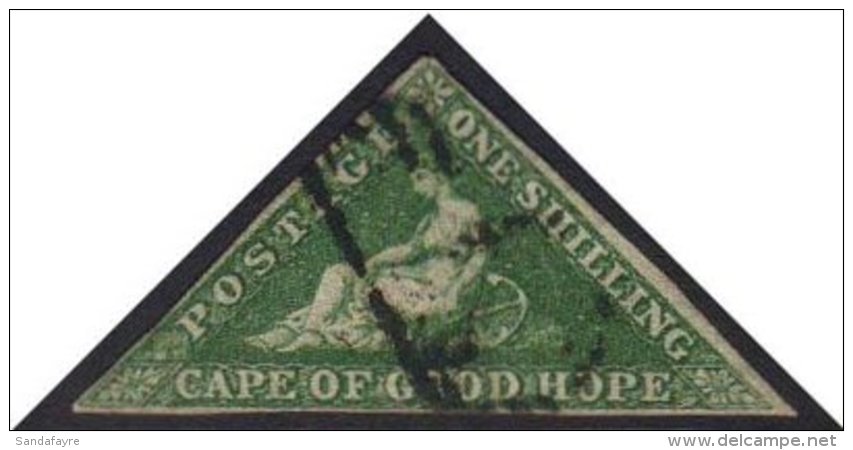 CAPE OF GOOD HOPE 1859 1s Deep Dark Green Triangular, SG 8b, With Three Small To Good Margins, And Part Triangular... - Unclassified