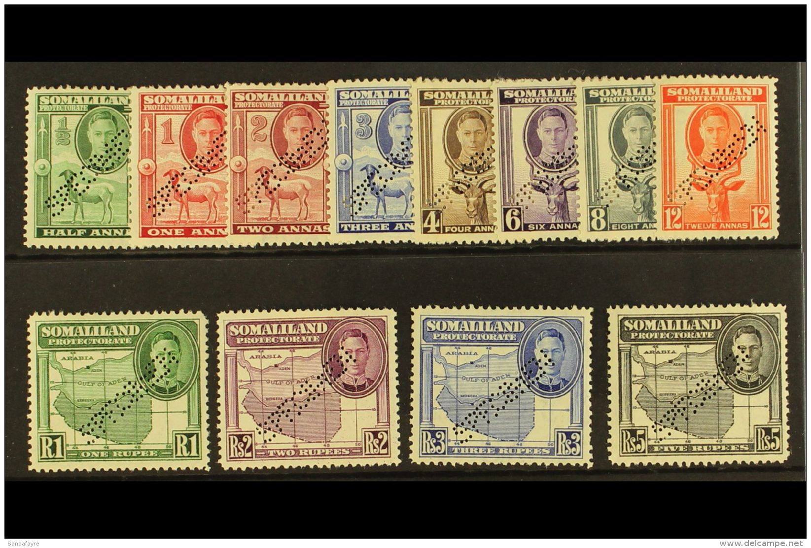 1942 Geo VI Full-face Portrait Set Complete, Perforated "Specimen", SG 105s/16s, Very Fine Mint, Large Part Og.... - Somaliland (Protectoraat ...-1959)