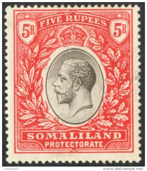 1912-19 5r Black And Scarlet, SG 72, Fine Mint. For More Images, Please Visit... - Somaliland (Protectorate ...-1959)