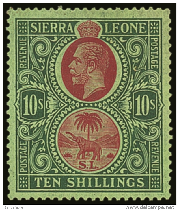 1921-27 10s Red &amp; Green/green, Wmk Mult Script CA, SG 142, Very Fine Mint For More Images, Please Visit... - Sierra Leone (...-1960)