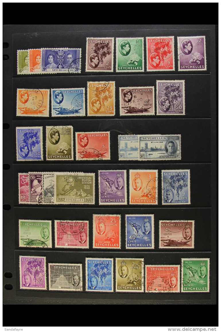 1937-52 All Different Used Collection, Includes 1938-49 Defin Range To 5r (incl 20c Blue, 25c Ochre, 1r50, And... - Seychelles (...-1976)
