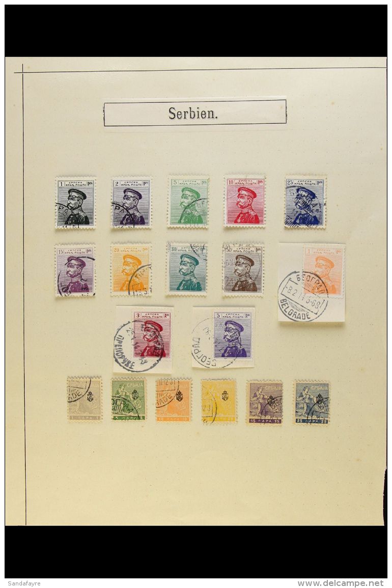 1911 - 1920 FINE USED SELECTION Small And Attractive Selection On Pages With 1911 Peter I Set Complete On Piece,... - Servië