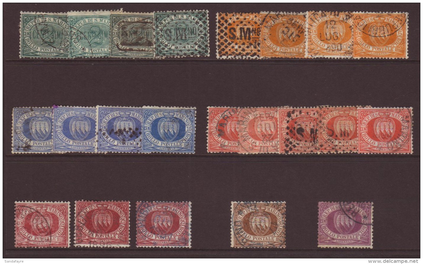 1877-90 First Issues Used Selection (Sassone 1/7) With A Number Of Additional Shades For The 2c To 25c Values And... - Autres & Non Classés