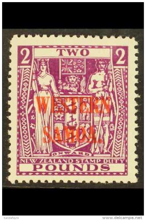 1945-53 &pound;2 Bright Purple Overprint On Postal Fiscal, SG 212, Fine Never Hinged Mint, Fresh. For More Images,... - Samoa