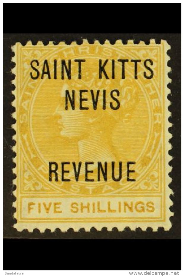 REVENUE 1884 5s Yellow-brown, Barefoot 5, Very Fine Mint. For More Images, Please Visit... - St.Kitts-et-Nevis ( 1983-...)