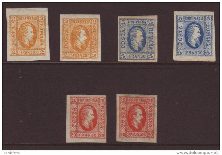 1865 2p Orange X2 (one Signed Brun, The Other On Laid Paper), 5p Blue X2 Different Shades, Plus 20p Red X2... - Other & Unclassified