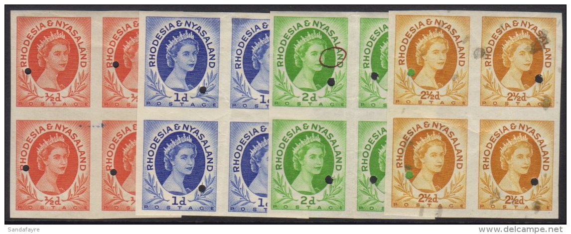 1954-56 Imperf Plate Proof Blocks Of Four &frac12;d, 1d, 2d And 2&frac12;d, Mint Or Never Hinged Mint, With... - Rhodésie & Nyasaland (1954-1963)
