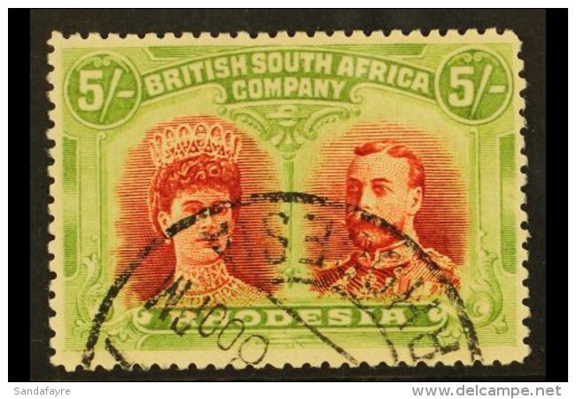 1910-13 5s Crimson And Yellow Green Double Head, SG 160a, Fine Part Remainder Cds. For More Images, Please Visit... - Other & Unclassified