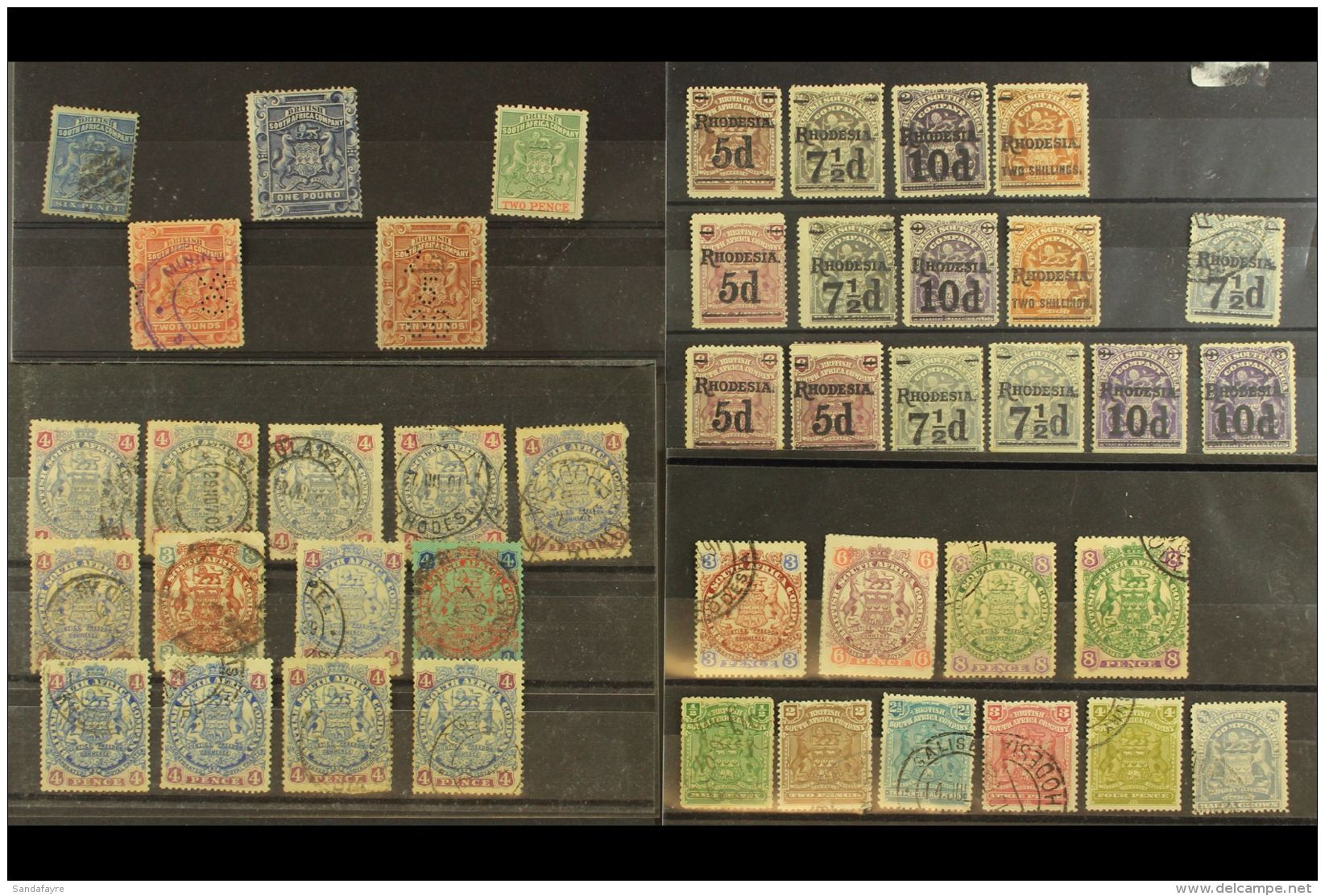 1892-1913 MISCELLANY On Stock Cards, Inc 1892-93 &pound;1 Mint Regummed, &pound;2 &amp; &pound;10 Fiscally Used,... - Other & Unclassified