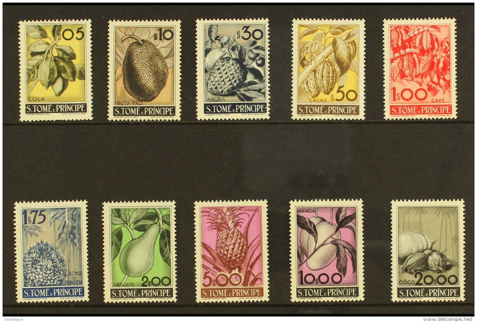 ST THOMAS &amp; PRINCE ISLANDS 1948 Fruit Set, Ed 337/46, Very Fine Mint (10 Stamps) For More Images, Please Visit... - Other & Unclassified