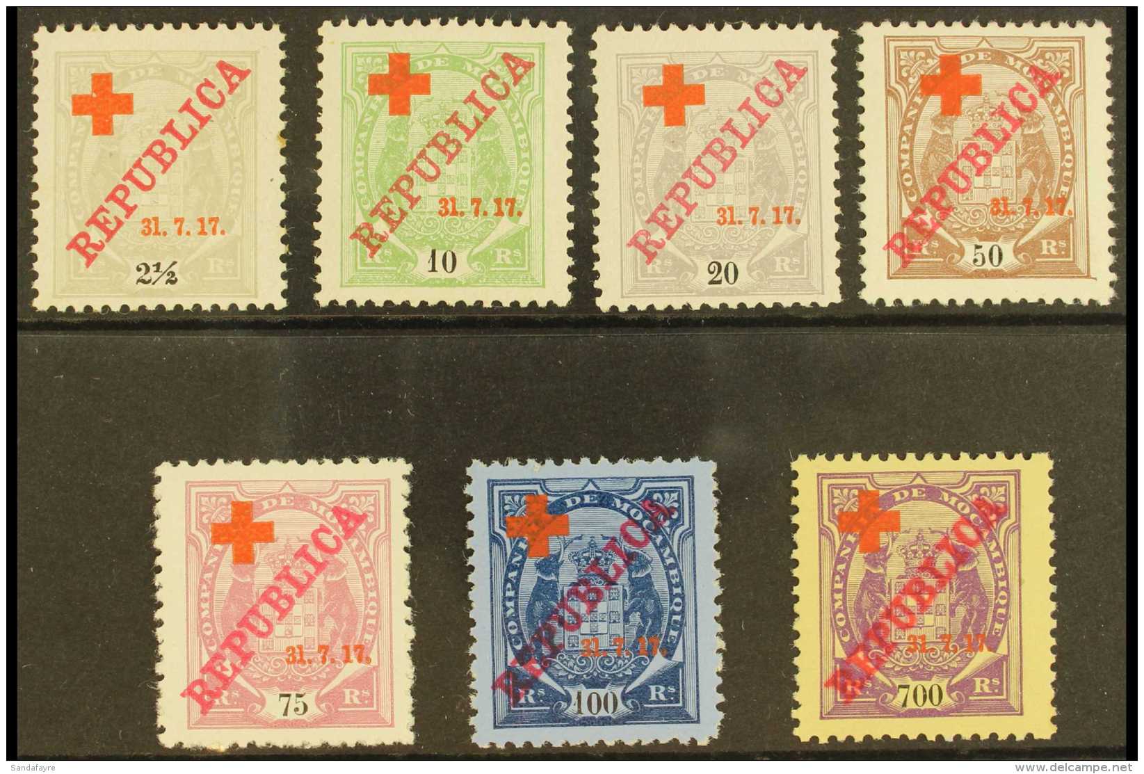MOZAMBIQUE COMPANY 1917 Red Cross Fund Ovptd Set, SG 189/95, Scott B1/7, Never Hinged Mint (7). For More Images,... - Andere & Zonder Classificatie