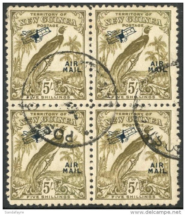 1932-34 Air 5s Olive-brown SG 201, Superb Cds Used Block Of Four. For More Images, Please Visit... - Papoea-Nieuw-Guinea