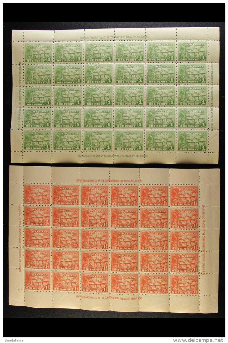 1925-27 "Native Village" 1d Green And 1&frac12;d Orange-vermilion (SG 126 &amp; 126a), Never Hinged Mint Complete... - Papua-Neuguinea