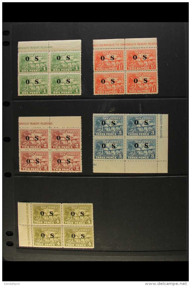 1925-1931 "Native Hut" &frac12;d, 1&frac12;d, 2d And 3d, Plus "OS" Overprinted Set To 4d, All In NEVER HINGED MINT... - Papua New Guinea