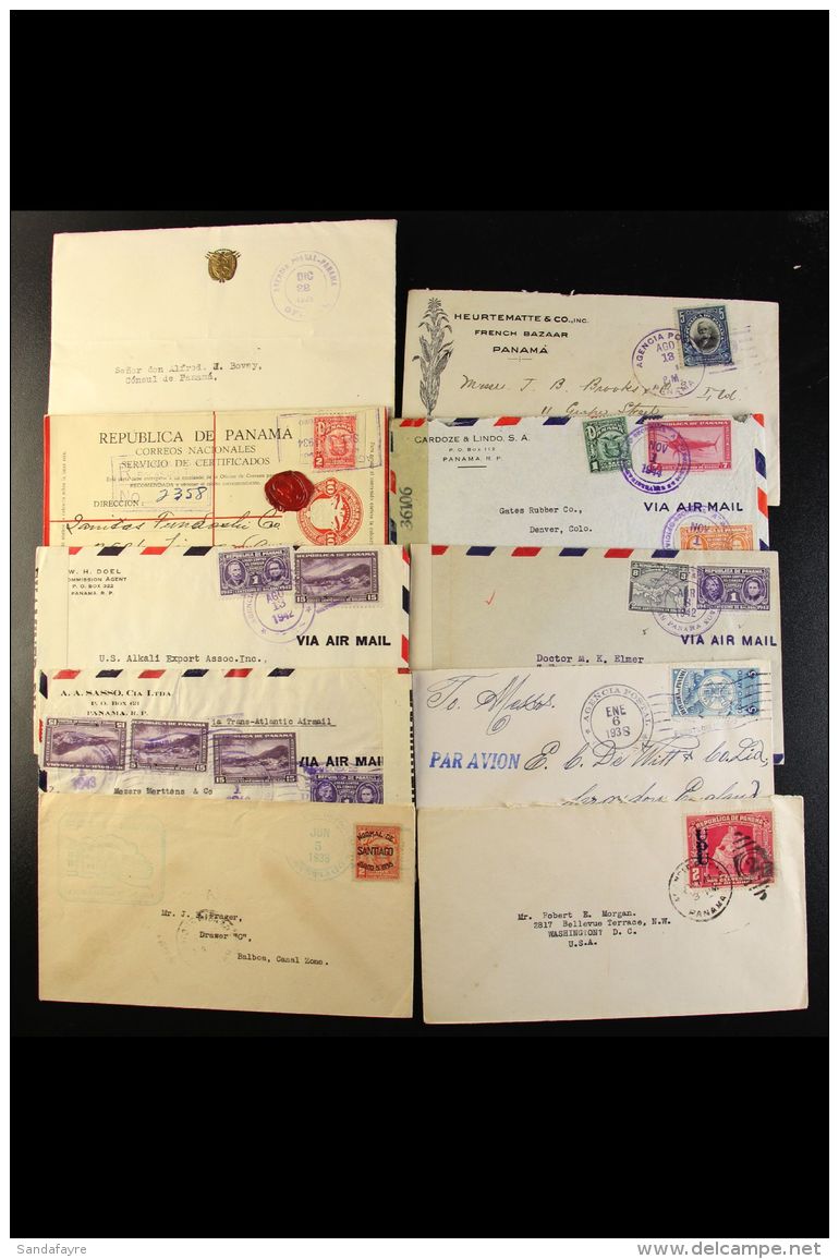 POSTAL HISTORY 1920s-50 Group Of Covers With A Good Range Of Different Issues, Note Official Env. To Panamanian... - Panama
