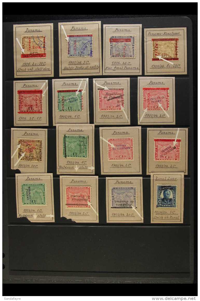 OVERPRINT ERRORS AND VARIETIES 1903-06 Mint Or Used Assembly With Various Overprints Inverted, Overprints Rotated,... - Panama