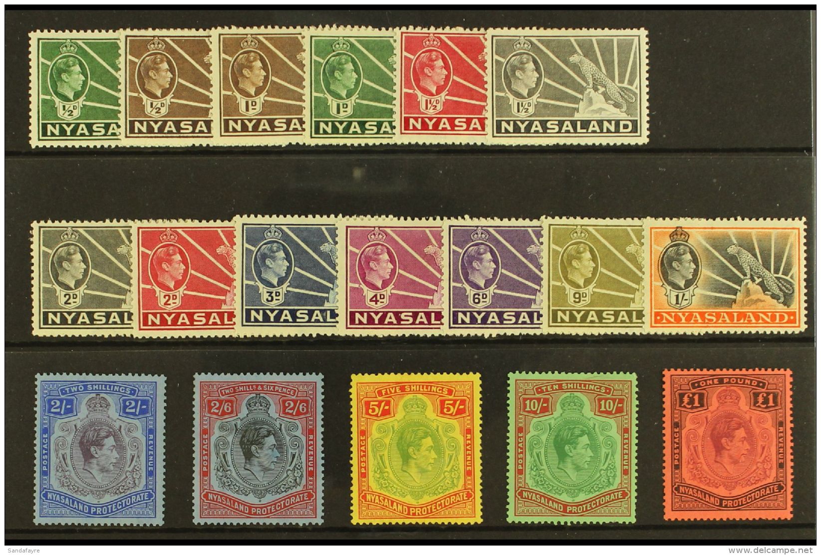 1938-44 Definitive Set, SG 130/143, Fine Mint (18 Stamps) For More Images, Please Visit... - Nyassaland (1907-1953)