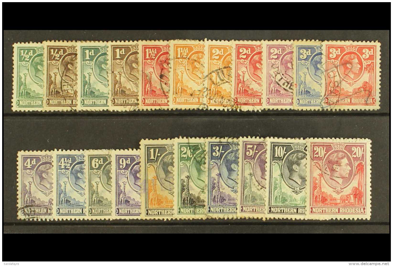 1938 Geo VI Set Complete, SG 24/45, Used. 4&frac12;d And 9d Unused, 1s Fiscal Cancel Otherwise Fine And Fresh. (21... - Rhodésie Du Nord (...-1963)