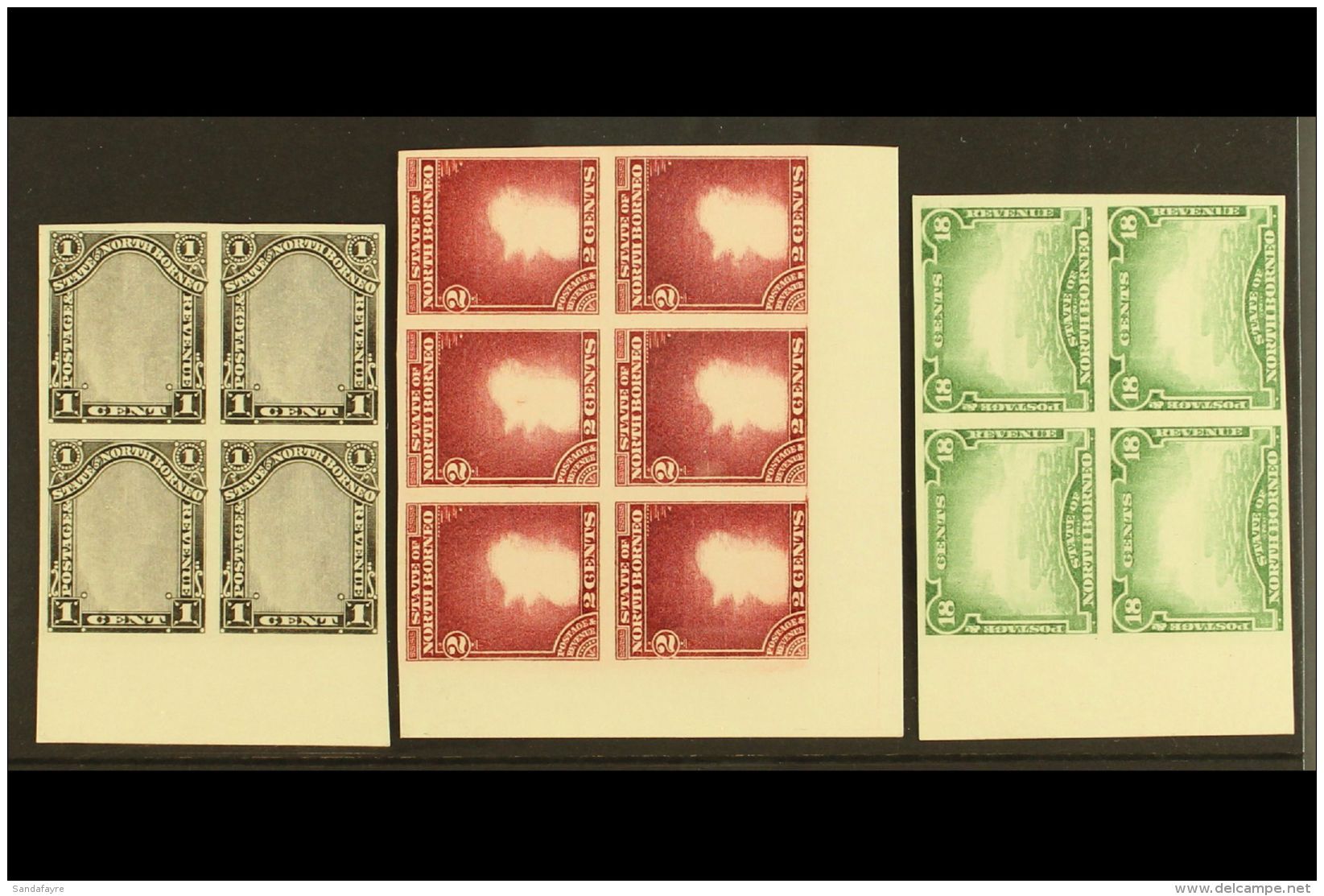 IMPERF PROOF MULTIPLES An Attractive Group Of Imperf Proof "Frame Only" Multiples, Printed From Original Dies On... - Noord Borneo (...-1963)