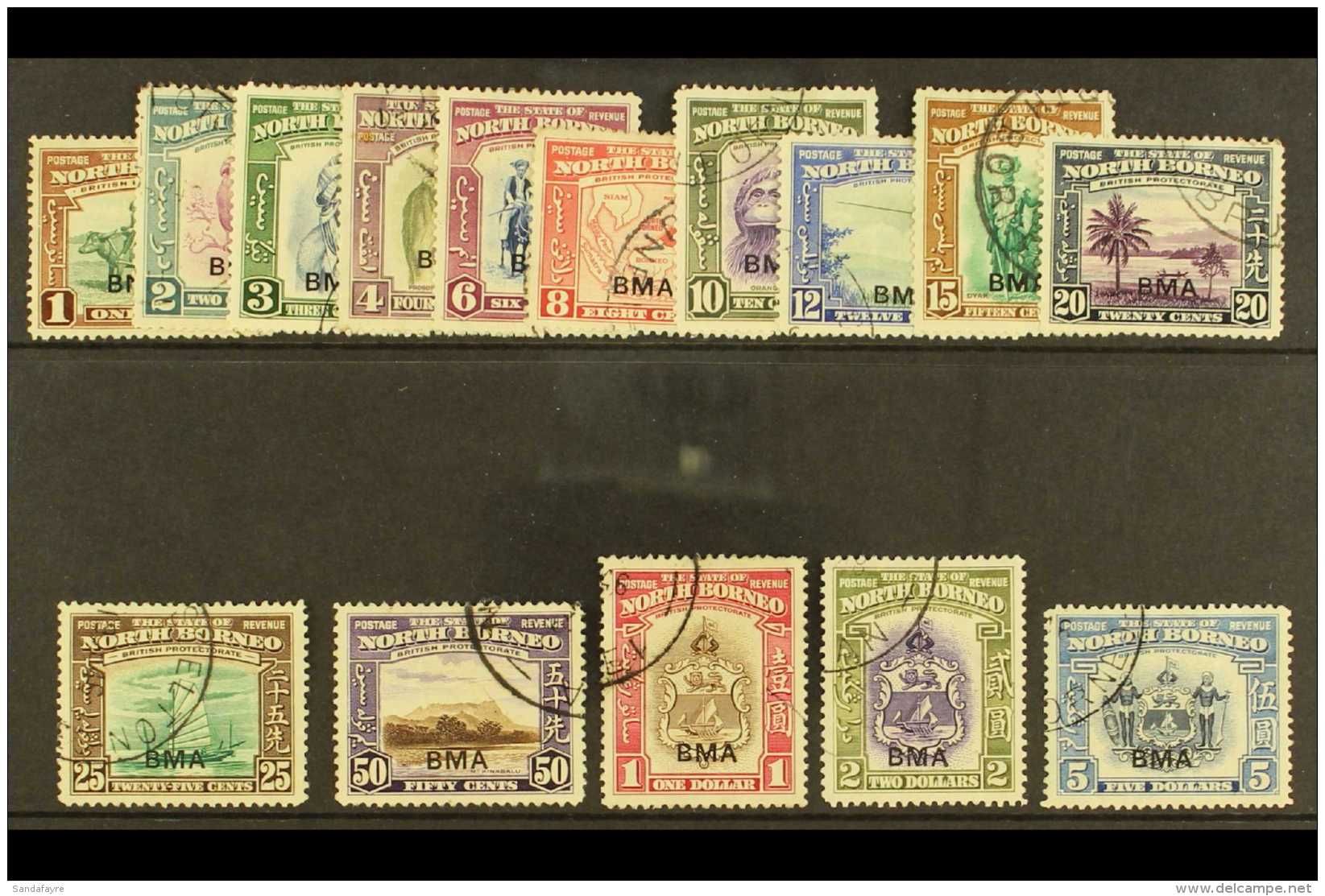 1945 "BMA" Overprints Complete Set, SG 320/334, Very Fine Used. (15 Stamps) For More Images, Please Visit... - Bornéo Du Nord (...-1963)