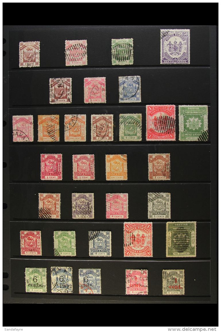 1883-1892 USED COLLECTION A Most Useful , ALL DIFFERENT Collection Presented On A Stock Page. Includes 1883 Perf... - Noord Borneo (...-1963)