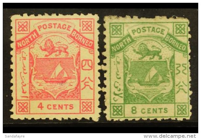 1883 4c Pink &amp; 8c Green 'set', SG 6/7, Mint, Minor Imperfections, Cat &pound;150 (2 Stamps) For More Images,... - Noord Borneo (...-1963)