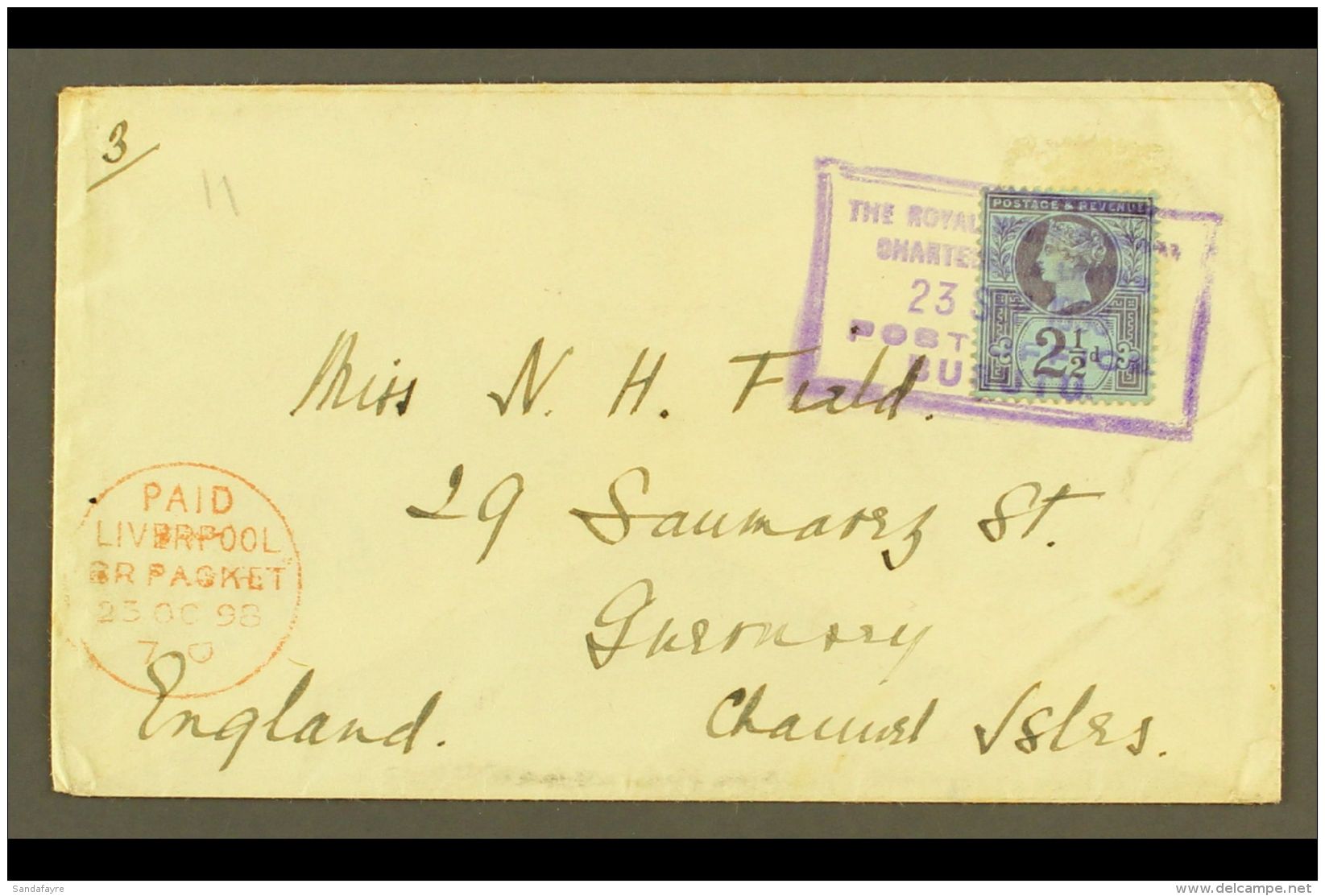 NIGER COMPANY TERRITORIES BURUTU 1898 (Sept) Regimental Crested Envelope "RH" To GUERNSEY, Bearing 2&frac12;d... - Andere & Zonder Classificatie