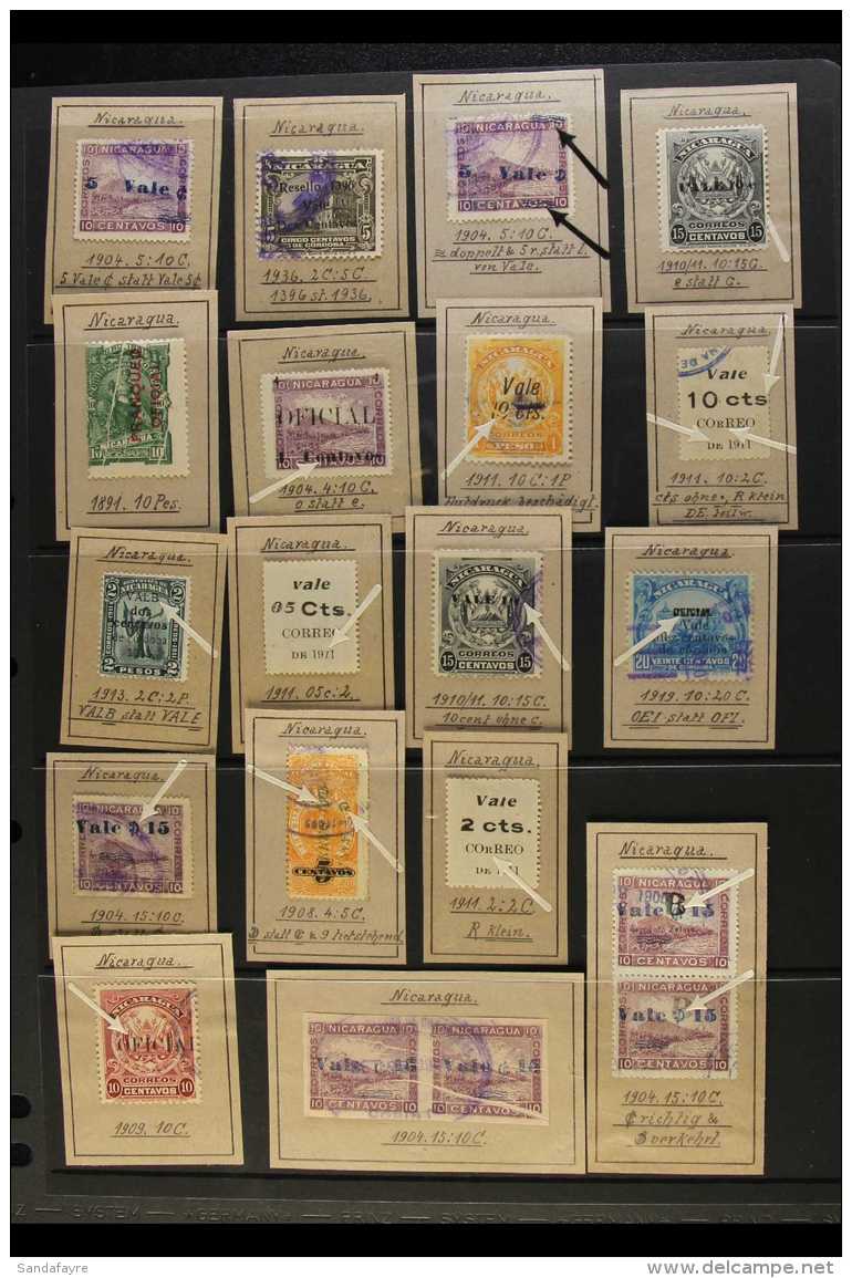 ERRORS, VARIETIES, AND FLAWS 1891-1936 Mint Or Used Collection Which Includes 1891 10p Official With Pre-printing... - Nicaragua