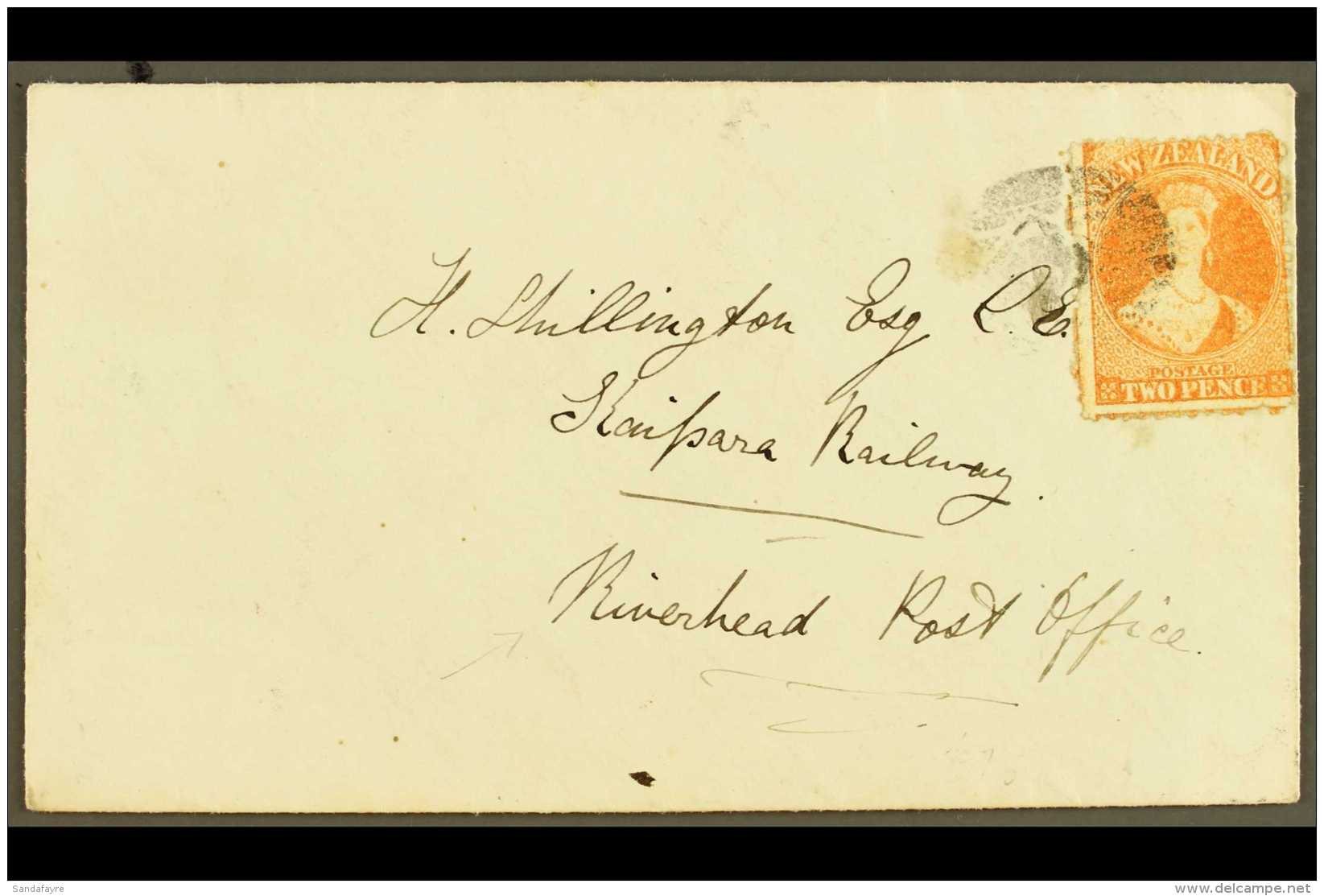 1872 "KAIPARA RAILWAY" COVER Bearing 1871-73 2d Orange, SG 133, Tied By Barred Cancel, Addressed To A Civil... - Other & Unclassified