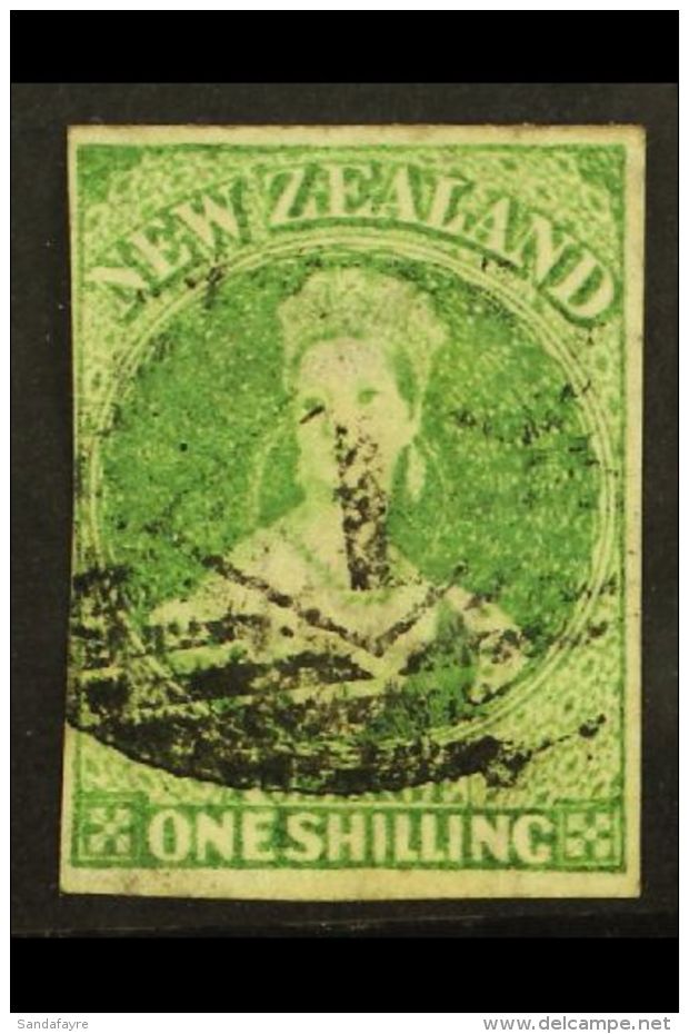 1864 1s Green Chalon, SG 100, Four Clear To Good Margins And Neat Numeral Cancel, Shows Marginal Watermark. For... - Other & Unclassified