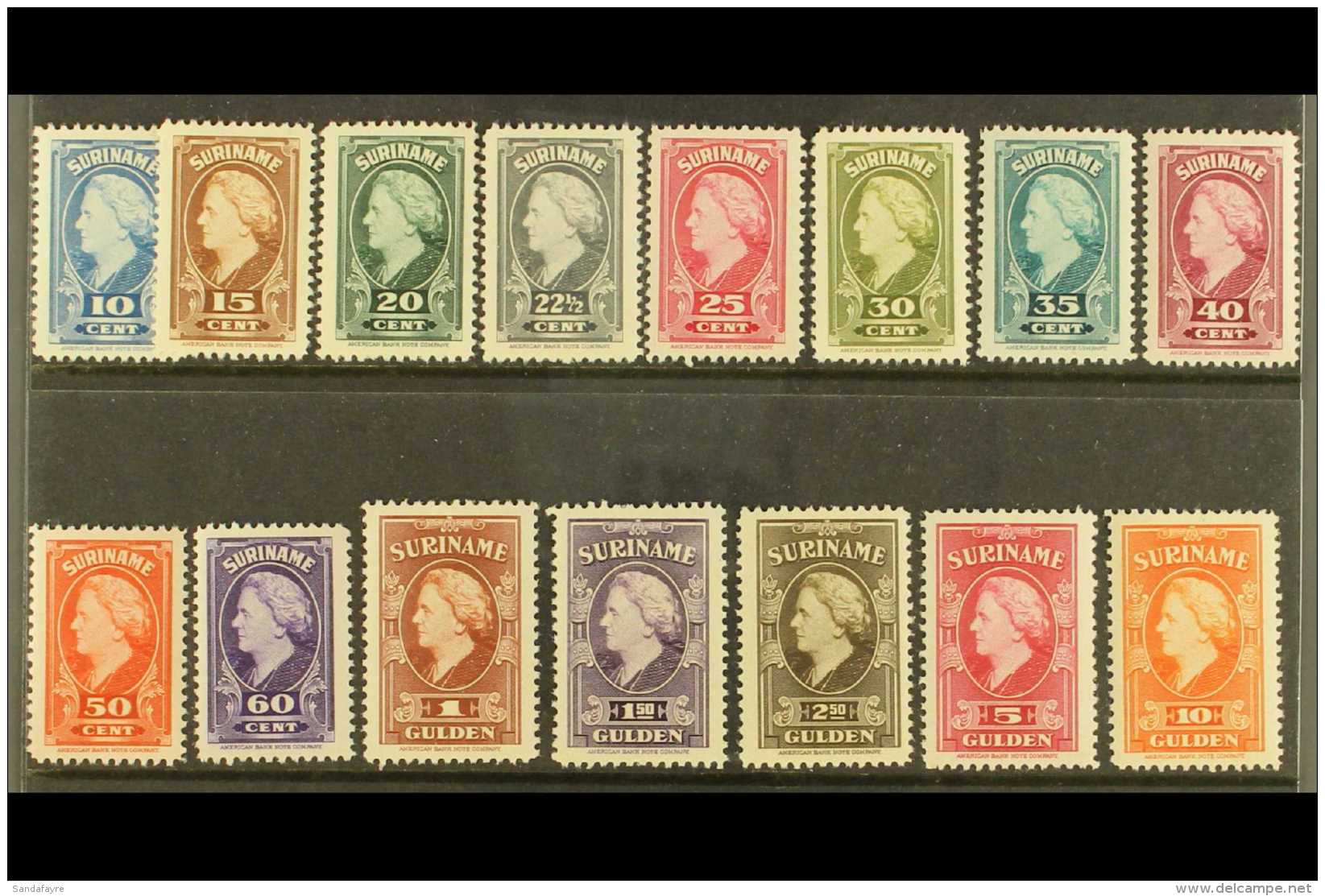 SURINAME 1945 Queen Wilhelmina Complete Set (NVPH 229/43, SG 322/36), Never Hinged Mint. (15 Stamps) For More... - Other & Unclassified
