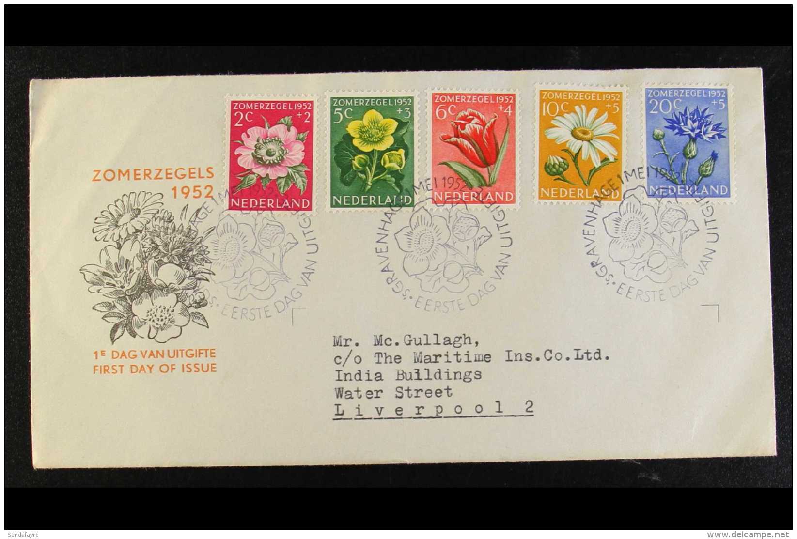 1952 (1 May) Cultural And Social Relief Fund Set (SG 749/53, NVPH 583/87, On Illustrated FDC, Neat Typed Address.... - Other & Unclassified