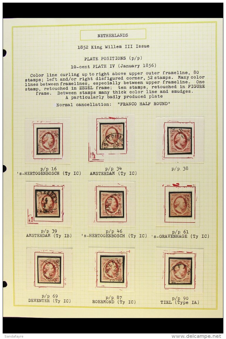 1852 IMPERF PLATING COLLECTION An Attractive Specialised Used Collection Of The 1852 10c Carmine Imperf, SG 2... - Autres & Non Classés