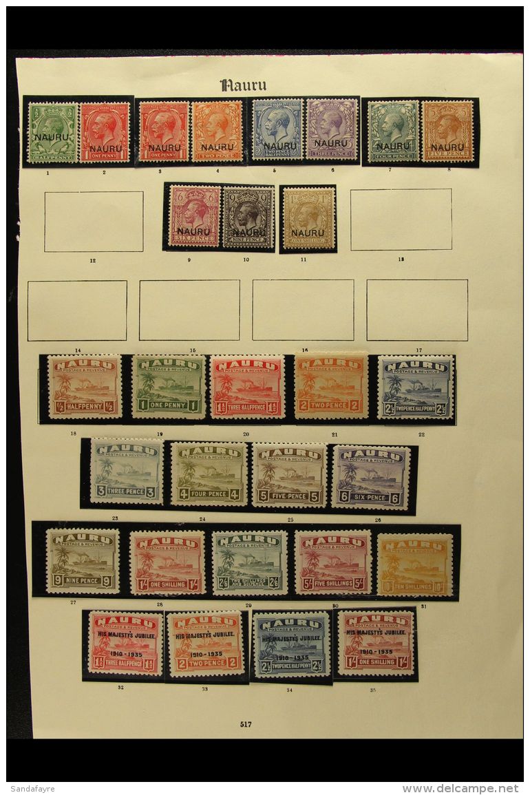 1916-1935 MINT COLLECTION In Hingeless Mounts On A Page, Inc 1916-23 Opts Most Vals To 1s, 1924-48 Set Mostly... - Nauru