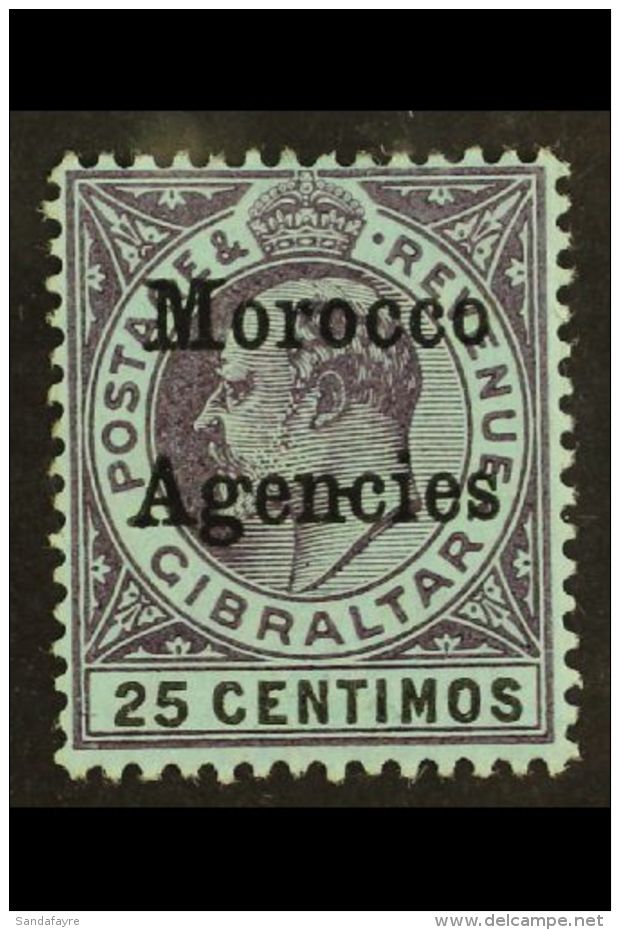 GIBRALTAR ISSUES OVERPRINTED 1903-05 25c Purple And Black/blue With Hyphen Between "nc", SG 20c, Very Fine Mint.... - Autres & Non Classés