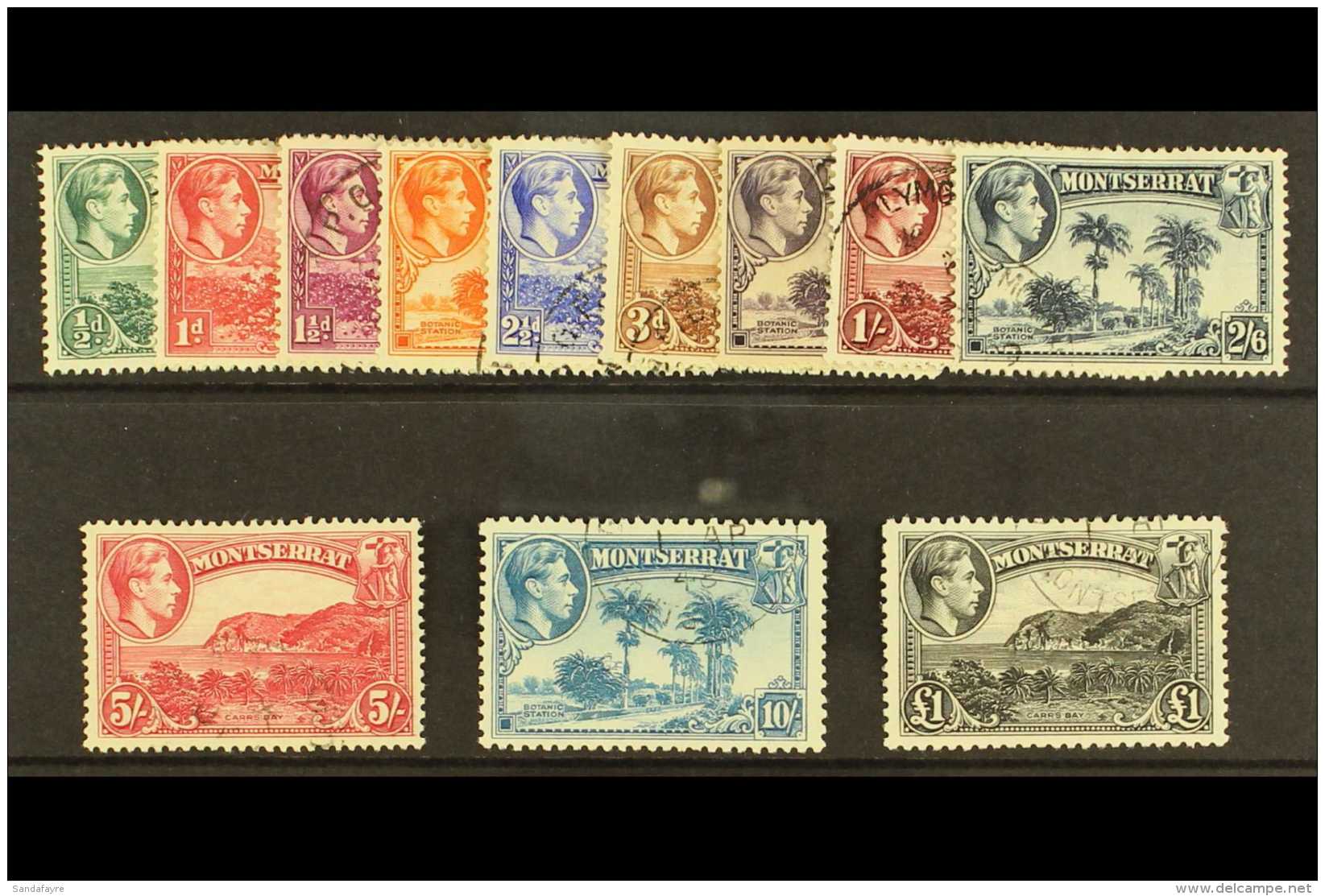 1938-48 Complete Definitive Set, SG 101a/112, Very Fine Used. (12 Stamps) For More Images, Please Visit... - Montserrat