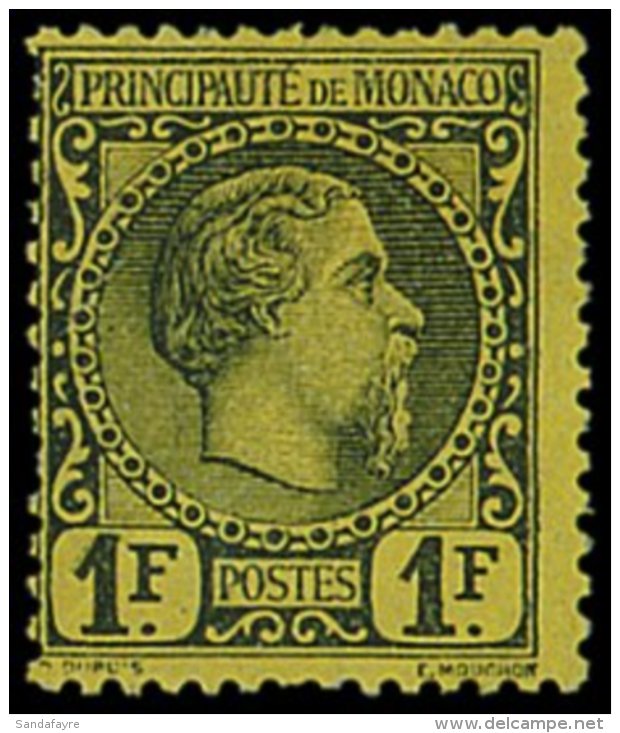 1885 Prince Charles 1f Black On Yellow, Yv./SG 9, Mint With Good Colour And Large Part Gum, Small Tear At Left. ... - Andere & Zonder Classificatie