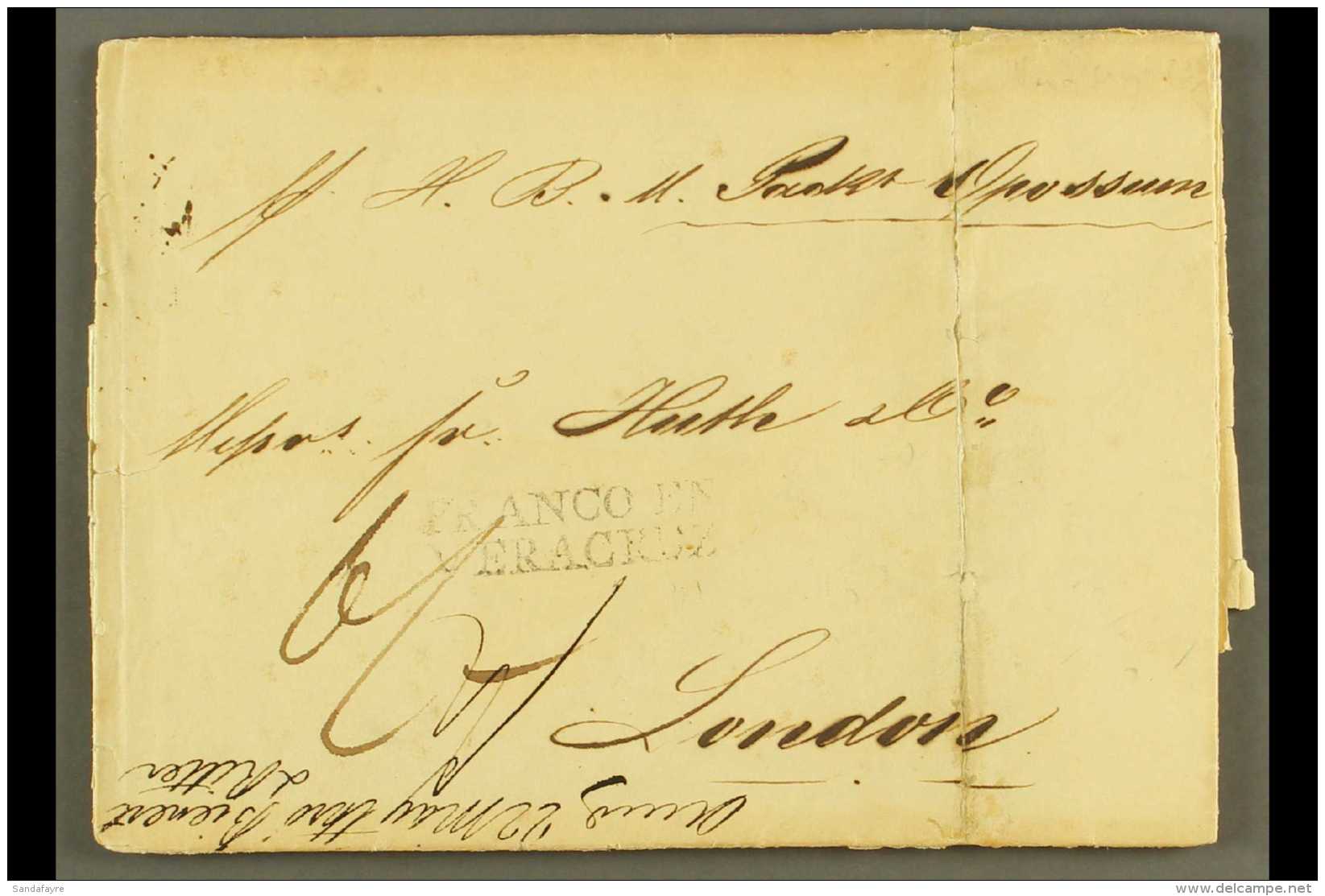 1833 (1 Apr) Entire Letter To England, Bearing Two-line "FRANCO EN / VERACRUZ" Mark, On Reverse London Dated "FPO... - Mexique