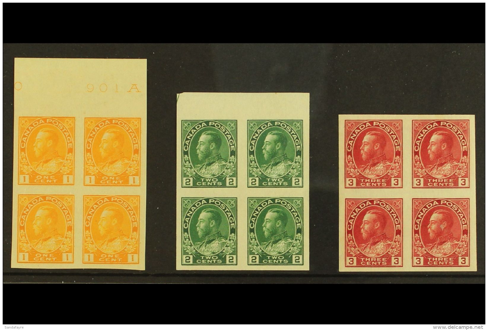 1922-31 1c Chrome, 2c Deep Green And 3c Carmine In Imperf Pairs, SG 259/61, As Very Fine  Mint Blocks Of 4, 2 NHM,... - Maurice (...-1967)