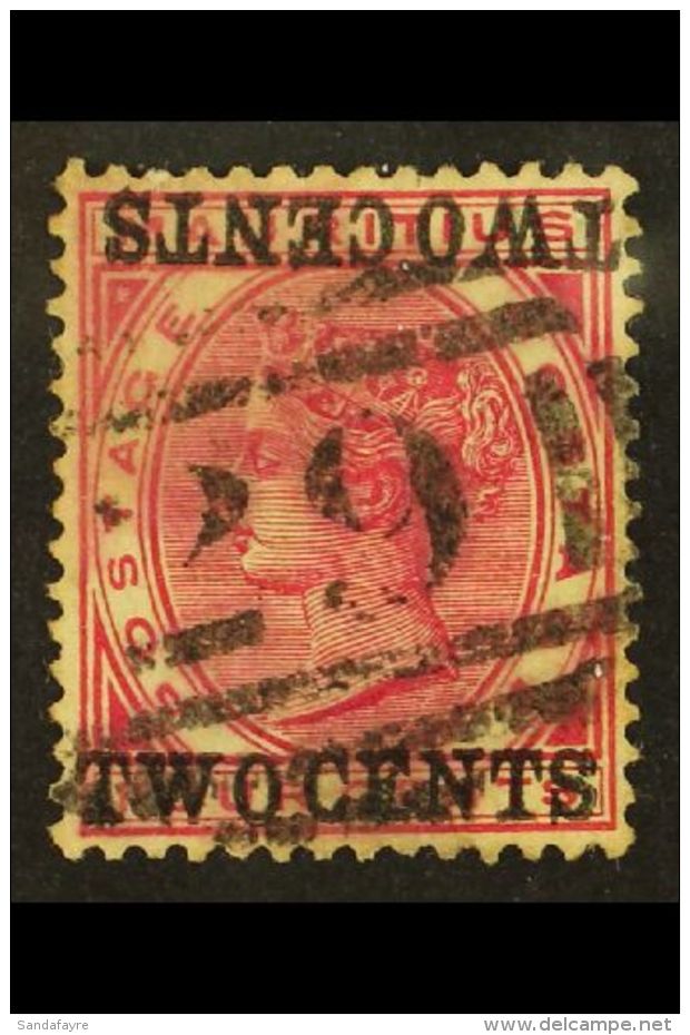 1891 2c On 4c Carmine, Surcharge Double, One Inverted, SG 118c, Fine Used With "29" Numeral Cancel. For More... - Maurice (...-1967)